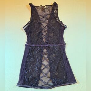 Dreamgirl Purple Lace Mesh Lingerie Dress Medium Sexy Nightwear